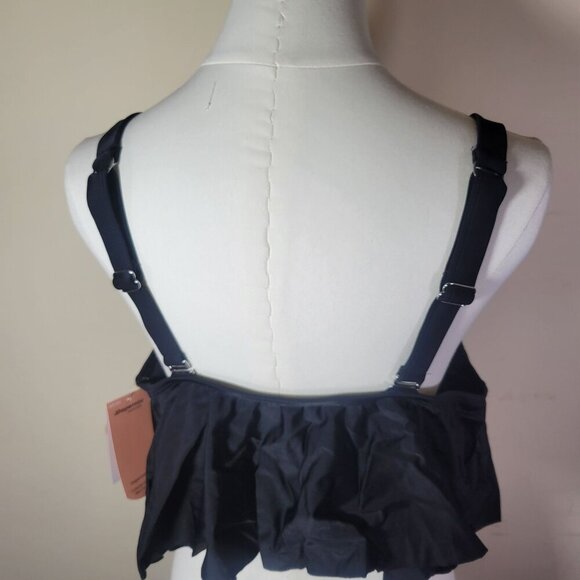 Shapermint Essentials Black Swim Ruffle Bikini Top Swimwear #81007 Size 2XL - Picture 3 of 5